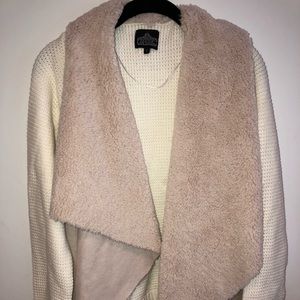Angie Grey/Cream Faux Suede/Sherpa Knit Jacket